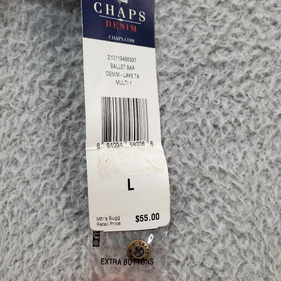 Chaps Denim Mixed Tartan Plaid Shirt Womens Large Blue Green Button Front NWT - Picture 4 of 12